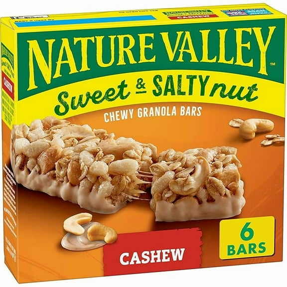 Nature Valley Granola Bars, Sweet and Salty Nut, Cashew, 6 Bars, 7.2 OZ ( Pack of 2)