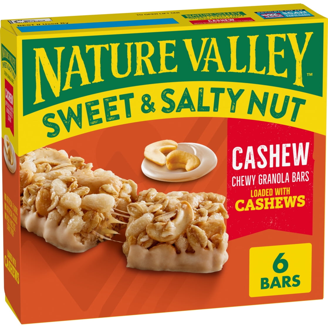 Nature Valley Granola Bars, Sweet and Salty Nut, Cashew, 6 Bars, 7.2 oz