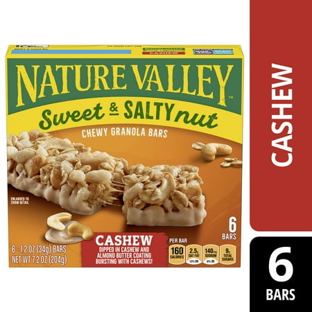 Nature Valley Sweet and Salty Nut Granola Bars, Cashew, 6 Bars, 7.2 oz