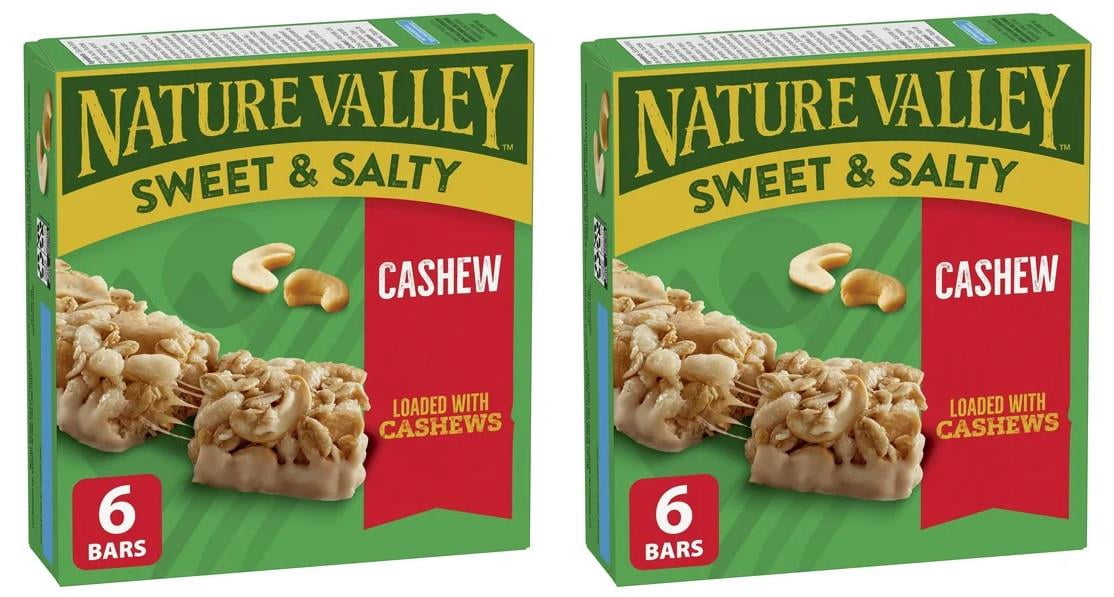Nature Valley Granola Bars, Sweet and Salty Nut, Cashew, 6 Bars x 32g, 192g (2 Pack)
