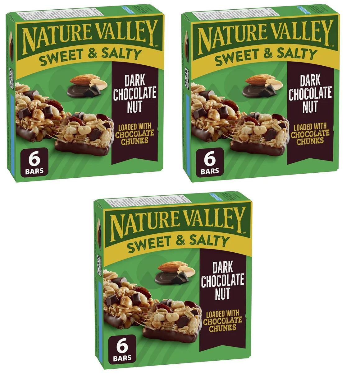 Nature Valley Granola Bars, Sweet and Salty Nut, Dark Chocolate, 6 Bars, 210g (3 Pack)
