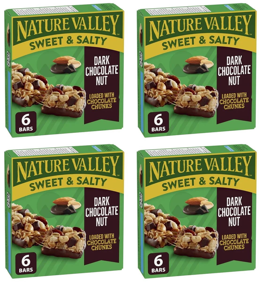 Nature Valley Granola Bars, Sweet and Salty Nut, Dark Chocolate, 6 Bars, 210g (4 Pack)