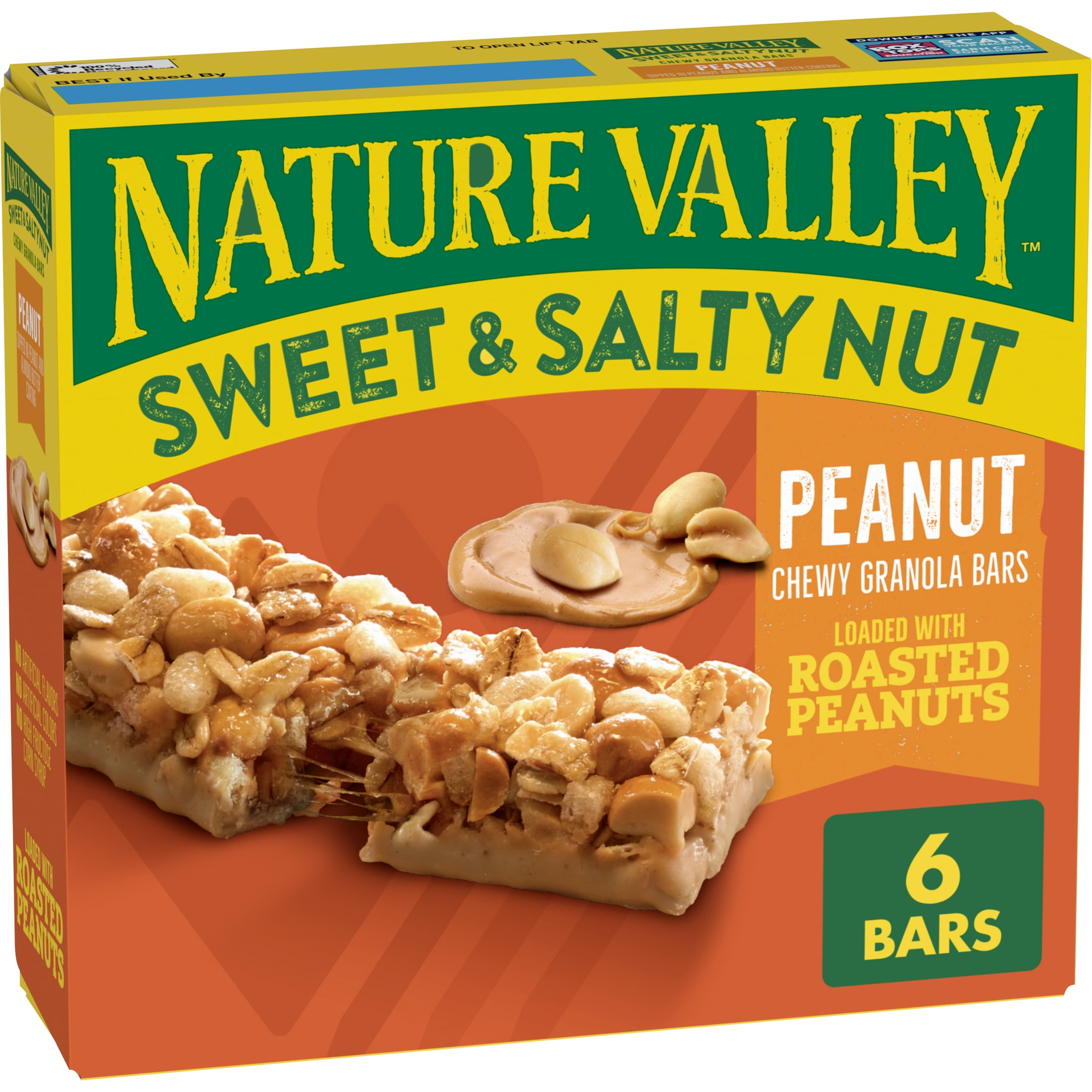 Nature Valley Granola Bars, Sweet and Salty Nut, Peanut, 6 Bars, 7.2 oz