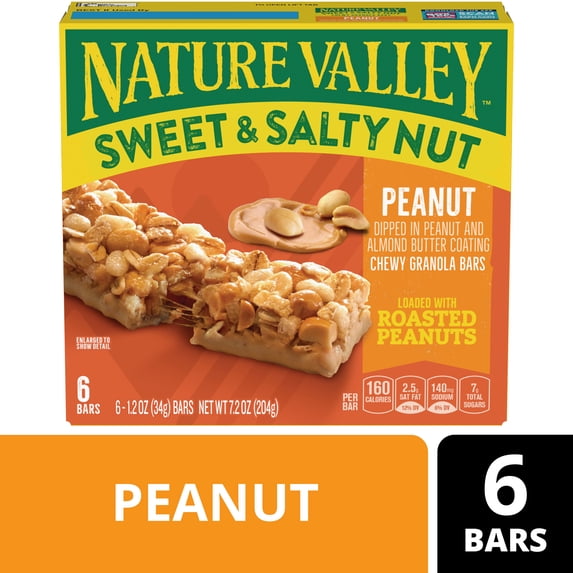 Nature Valley Sweet and Salty Nut Granola Bars, Peanut, 6 Bars, 7.2 oz