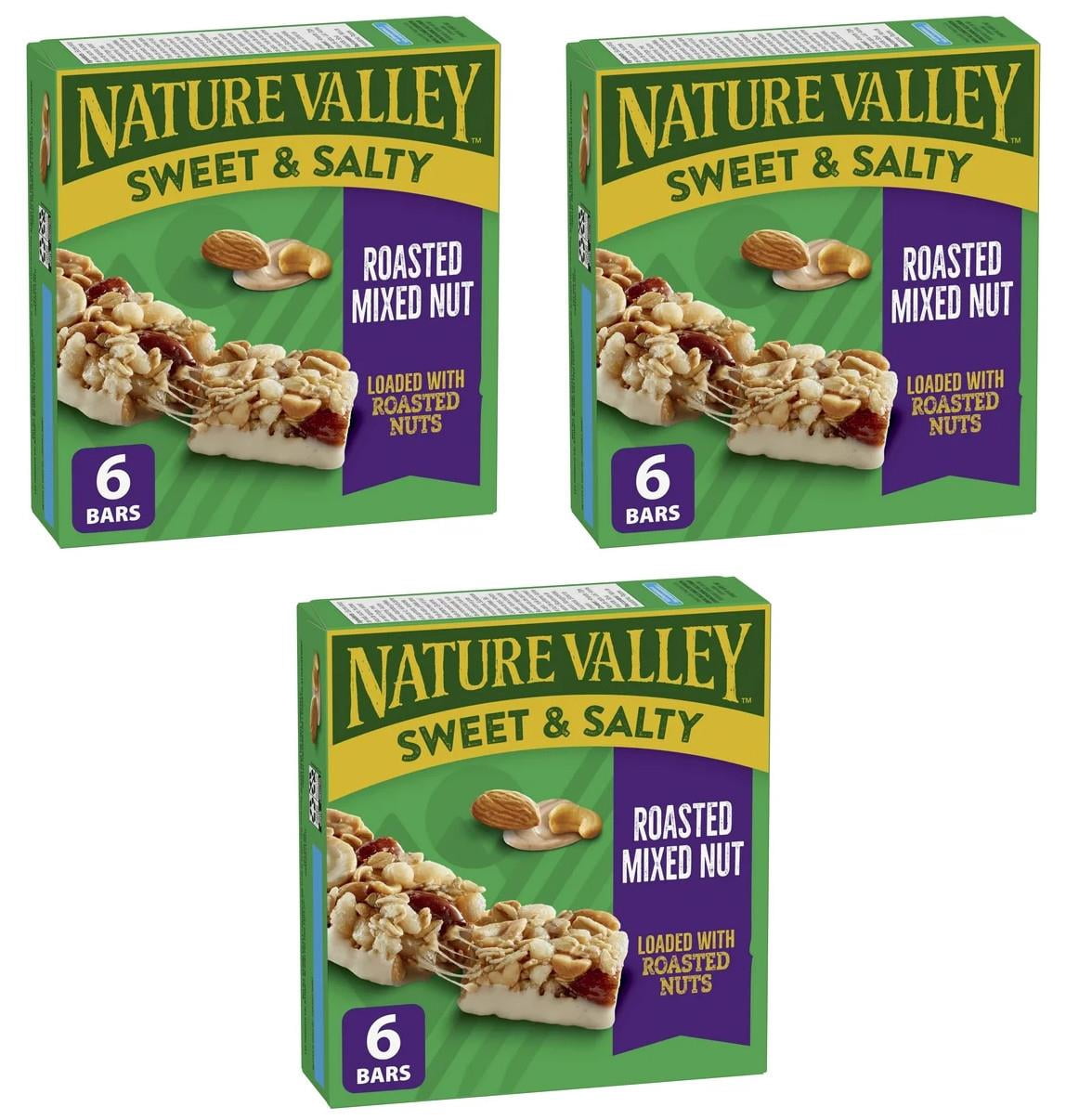 Nature Valley Granola Bars, Sweet and Salty Nut, Roasted Mixed Nut, 6 Bars, 210g (3 Pack)