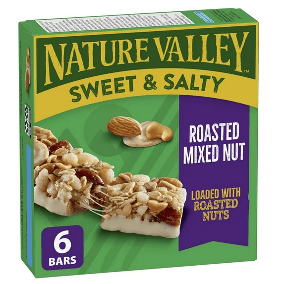 Nature Valley Granola Bars, Sweet and Salty Nut, Roasted Mixed Nut, 6 Bars, 210g