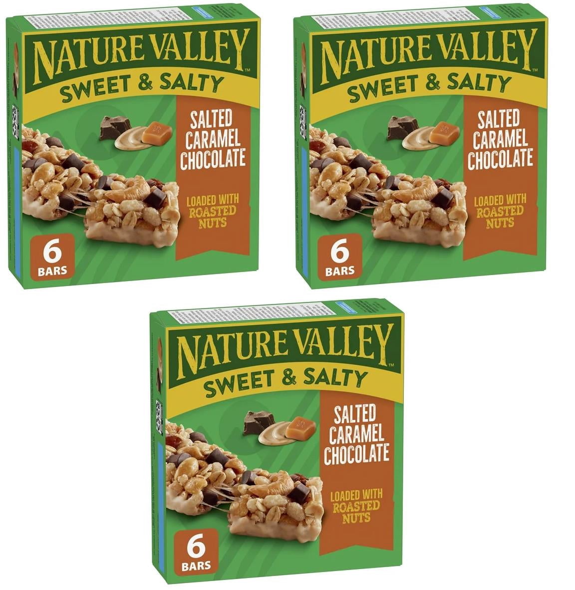 Nature Valley Granola Bars, Sweet and Salty Nut, Salted Caramel Chocolate, 210g (3 Pack)