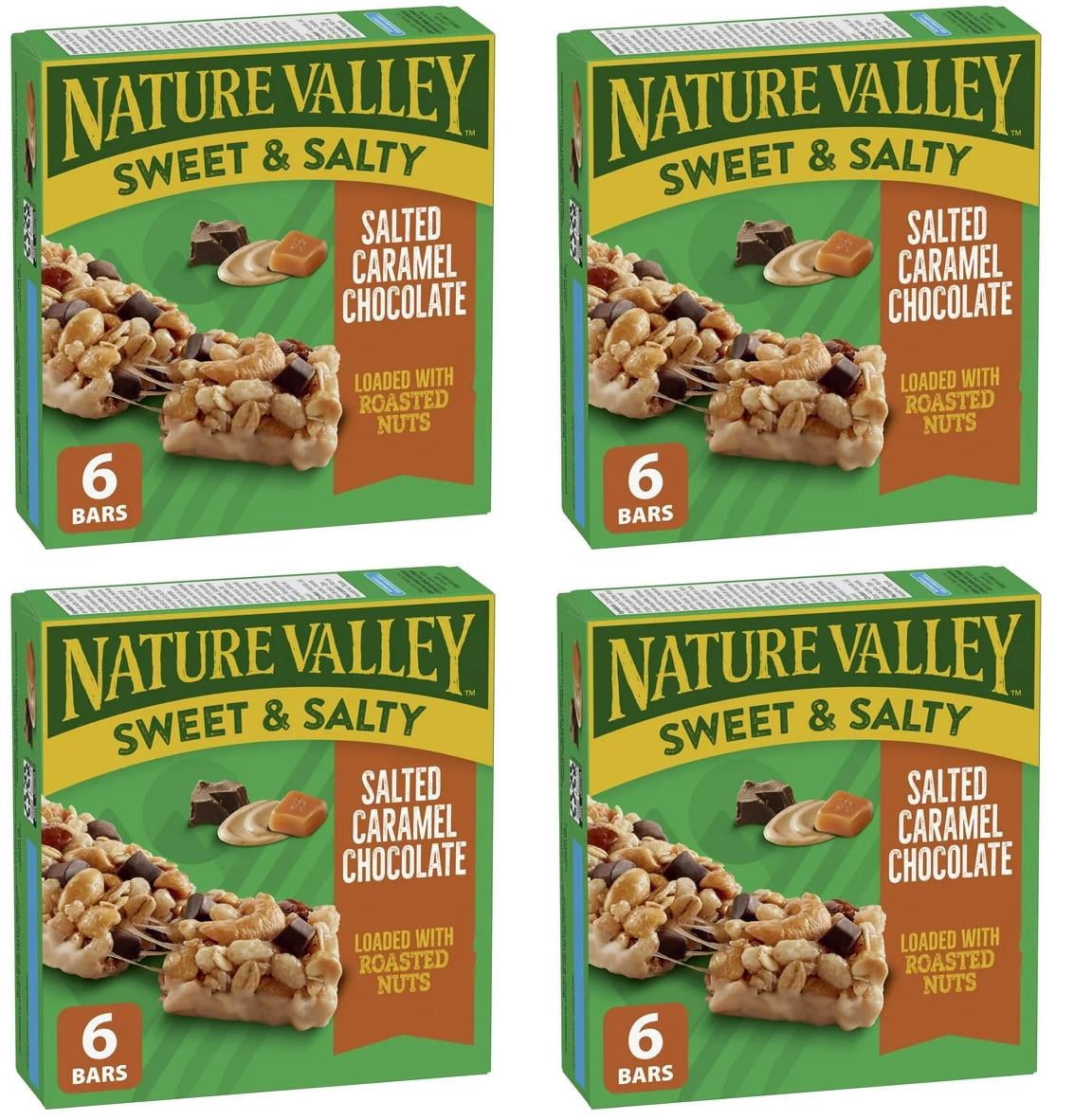 Nature Valley Granola Bars, Sweet and Salty Nut, Salted Caramel Chocolate, 210g (4 Pack)
