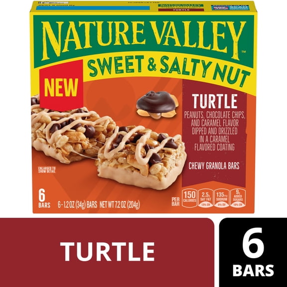 Nature Valley Sweet and Salty Nut Granola Bars, Turtle, 6 Bars, 7.2 oz