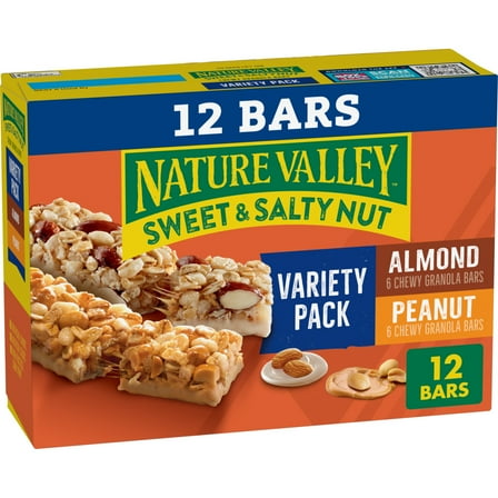 Nature Valley Granola Bars, Sweet and Salty Nut, Variety Pack, 12 Bars, 14.8 OZ
