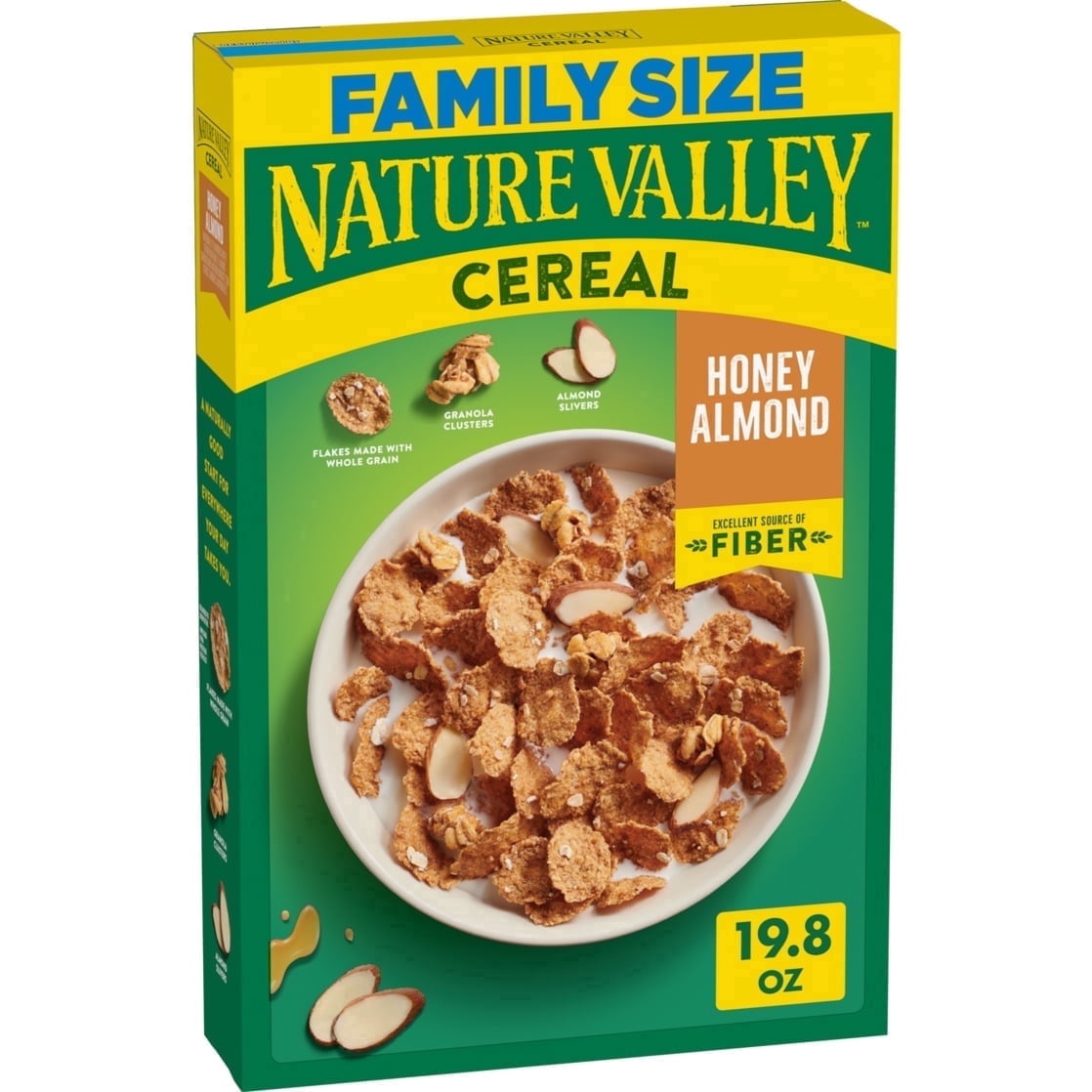 Nature Valley Honey Almond Cereal, Excellent Source of Fiber, Family Size, 19.8 oz