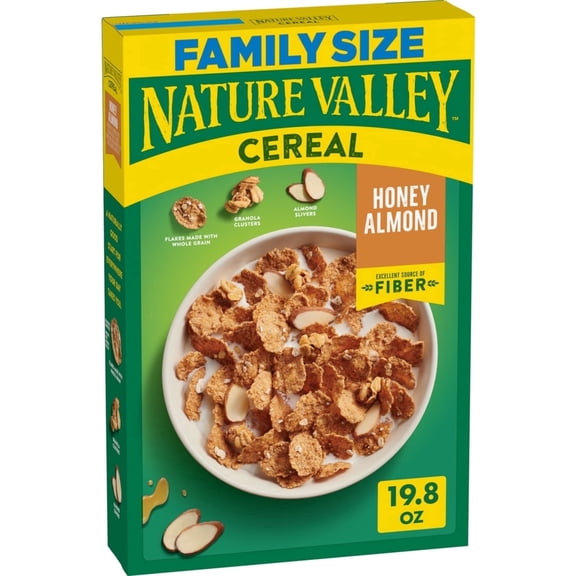 Nature Valley Honey Almond Cereal, Excellent Source of Fiber, Family Size, 19.8 oz