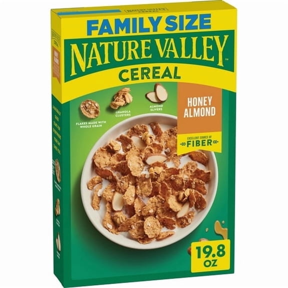 Nature Valley Honey Almond Cereal, Excellent Source of Fiber, Family Size, 19.8 oz