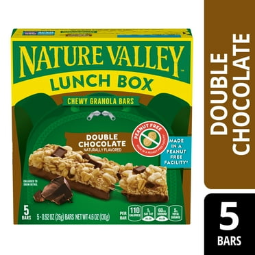 Nature Valley Lunch Box Chewy Granola Bars, Double Chocolate, Peanut Free, 5 Bars, 4.6 oz
