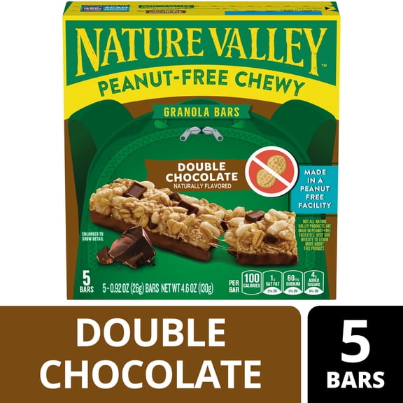 Nature Valley Peanut-Free Chewy Granola Bars, Double Chocolate, 5 Bars, 4.6 oz