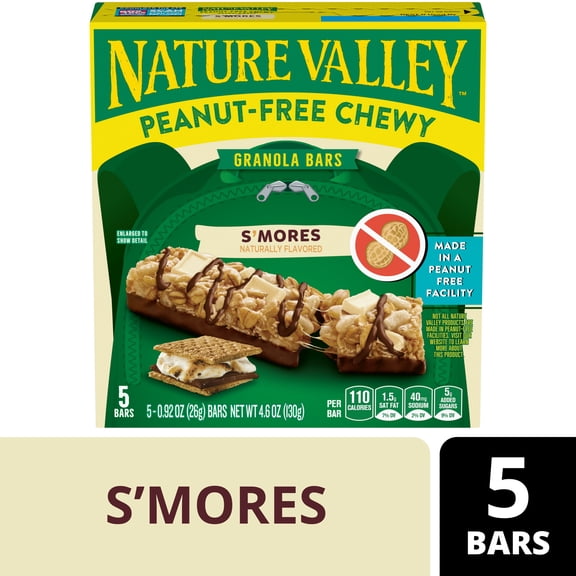 Nature Valley Peanut-Free Chewy Granola Bars, S'mores, 5 Bars, 4.6 oz