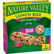 Nature Valley Lunch Box Chewy Granola Bars, Mixed Berry, Peanut Free, 5 Bars, 4.6 oz