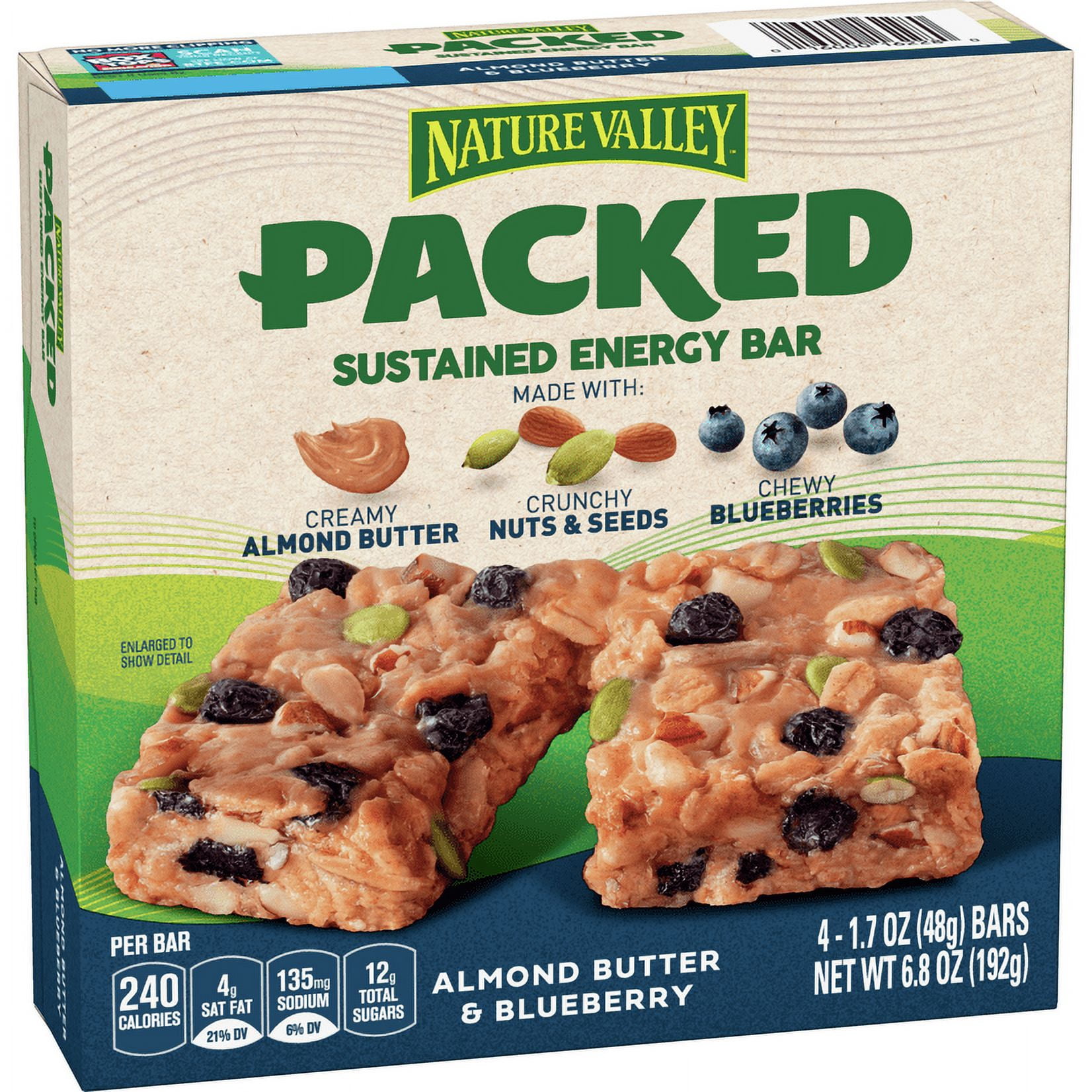 Nature Valley Packed Sustained Energy Bar, Almond Butter and Blueberry, 4 ct