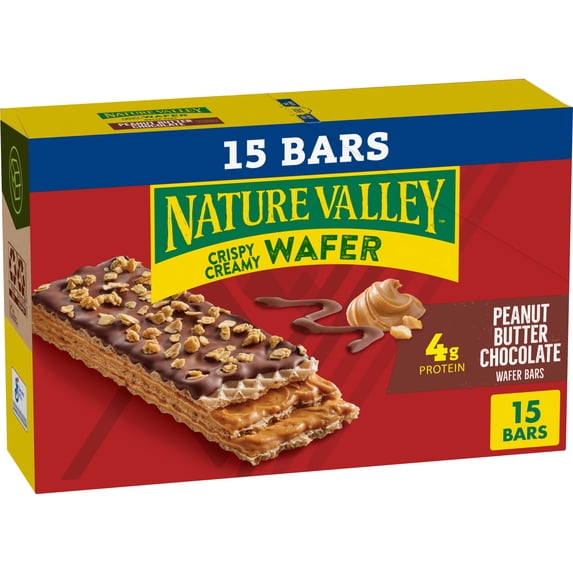Nature Valley Peanut Butter Chocolate Crispy Creamy Wafer Bars, 15 Bars, 19.5 oz