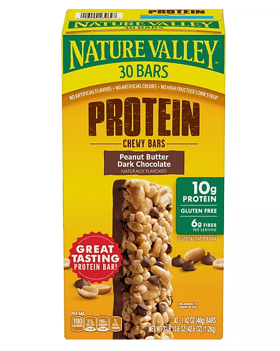 Nature Valley Peanut Butter Dark Chocolate Protein Chewy Bars, 30 ct.