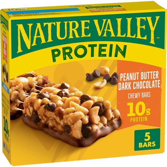 Nature Valley Protein Chewy Snack Bars, Peanut Butter Dark Chocolate, 5 Bars, 7.1 oz