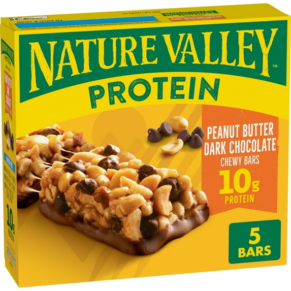 Nature Valley Protein Chewy Snack Bars, Peanut Butter Dark Chocolate, 5 Bars, 7.1 oz