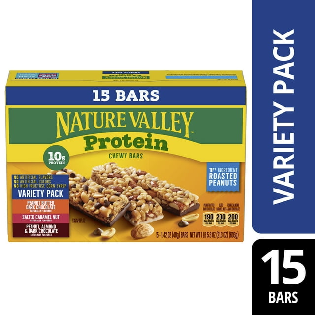 Nature Valley Protein Granola Bars, Snack Variety Pack, Chewy Bars, 15