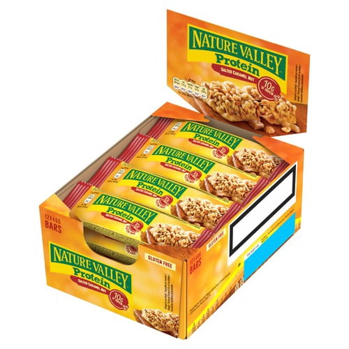 Nature Valley Protein Salted Caramel Nut Cereal Bars 12 x 40g, British Import (Pack of 3)