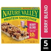 Nature Valley Protein Smoothie Chewy Snack Bars, Berry Blend Protein Bars, 5 Bars, 7.1 oz