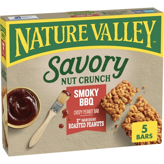 Nature Valley Savory Nut Crunch Bars, Smoky BBQ, 5 Bars, 4.45 OZ