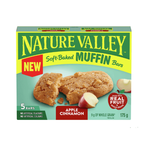Nature Valley Soft-Baked Apple Cinnamon Muffin Bars, 5 Bars, 175g/6 oz. Box {Imported from Canada}
