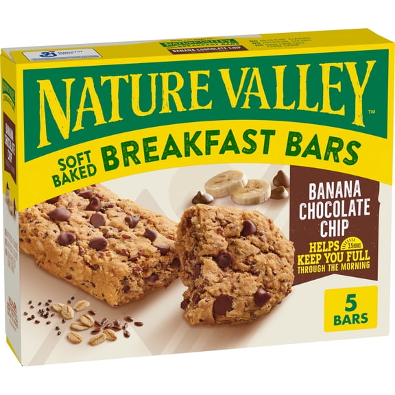 Nature Valley Soft Baked Breakfast Bars, Banana Chocolate Chip, 5 Bars, 8.85 oz