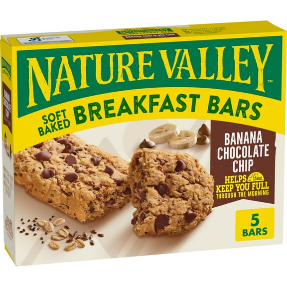 Nature Valley Soft Baked Breakfast Bars, Banana Chocolate Chip, 5 Bars, 8.85 oz