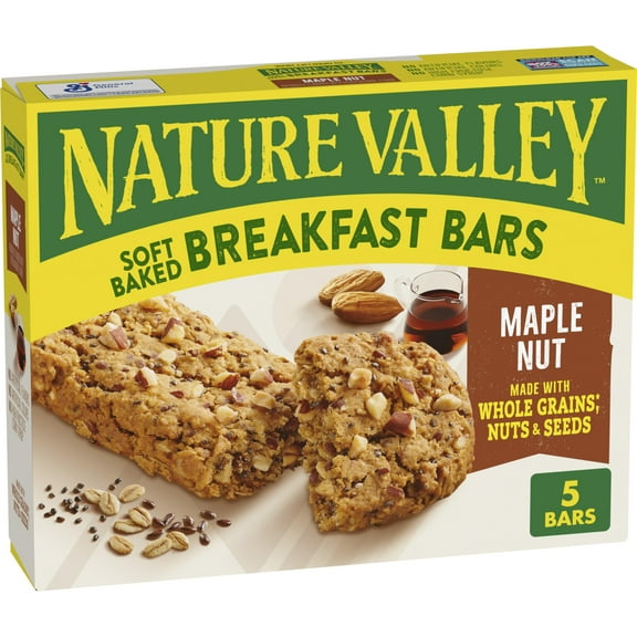 Nature Valley Soft Baked Breakfast Bars, Maple Nut, Morning Snacks, 5 Count, 8.85 Oz
