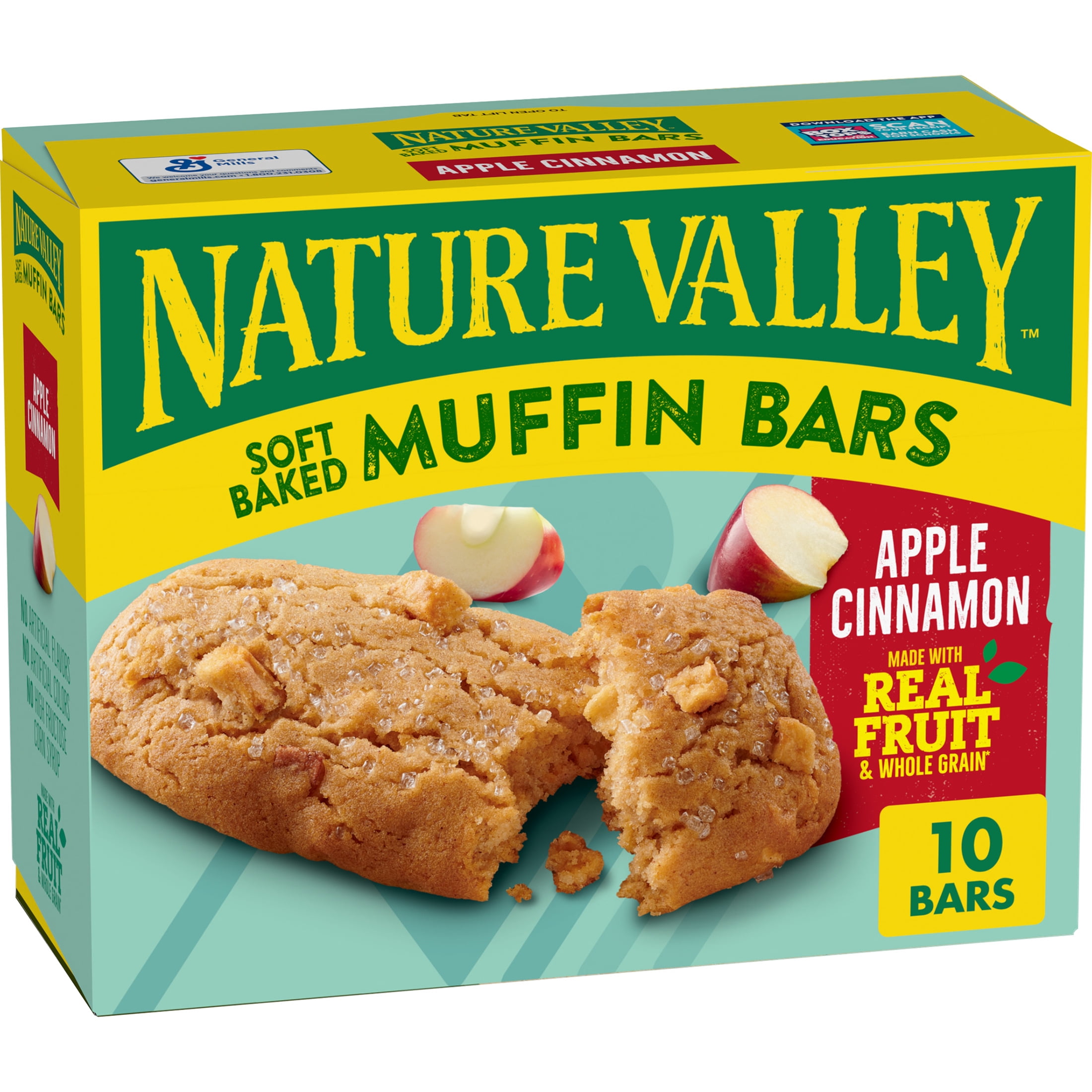 Nature Valley Soft-Baked Muffin Bars, Apple Cinnamon, Snack Bars, 10 Bars, 12.4 oz