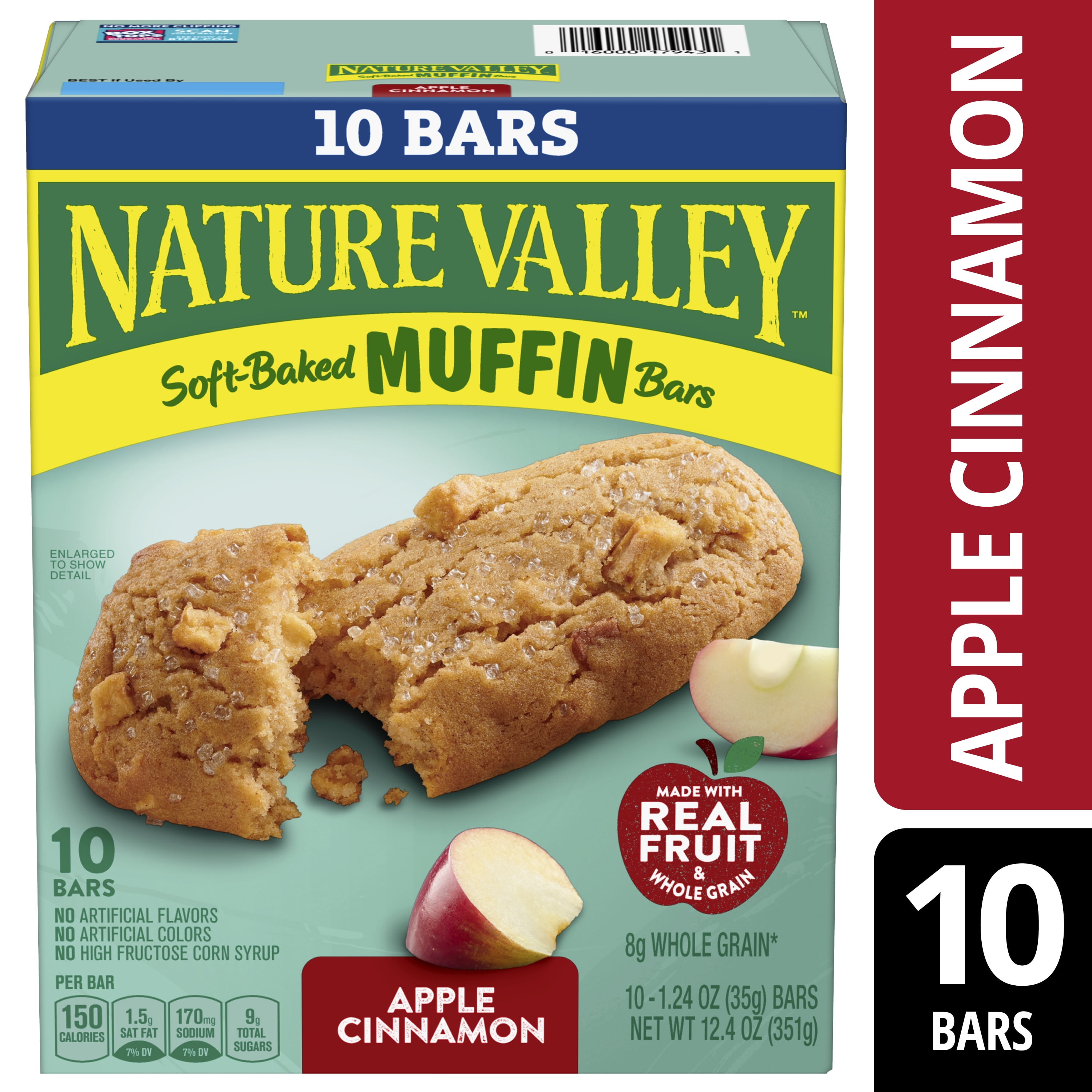 Nature Valley SoftBaked Muffin Bars, Apple Cinnamon, Snack Bars, 10 ct