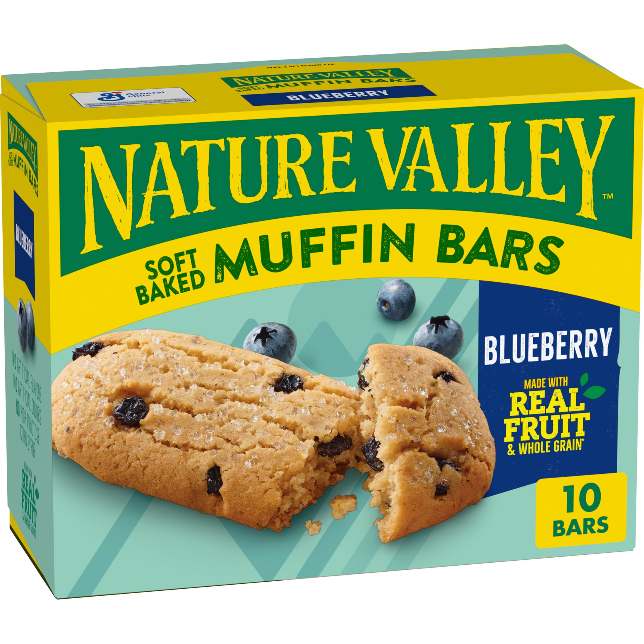 Nature Valley Soft-Baked Muffin Bars, Blueberry, Snack Bars, 10 Bars, 12.4 oz