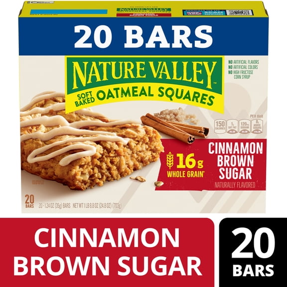 Nature Valley Soft Baked Oatmeal Squares, Cinnamon Brown Sugar, 20 Bars, 24.8 oz