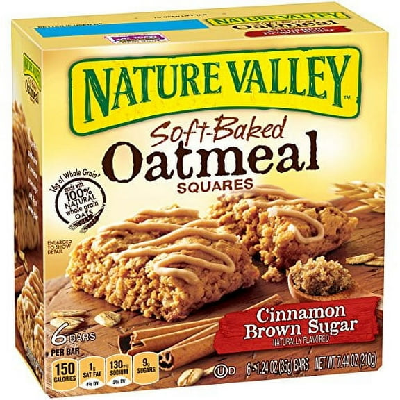 Nature Valley Soft Baked Oatmeal Squares Cinnamon Brown Sugar, 7.44 oz (Pack of 24)