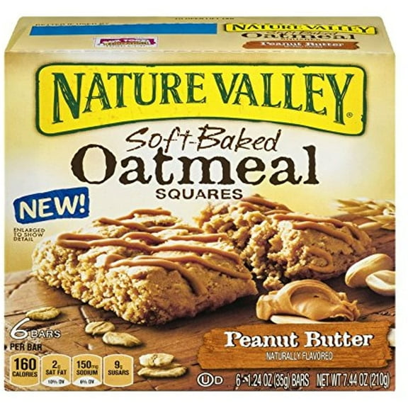 Nature Valley Soft-Baked Oatmeal Squares, Peanut Butter, 7.44 Ounce (Pack Of 4)