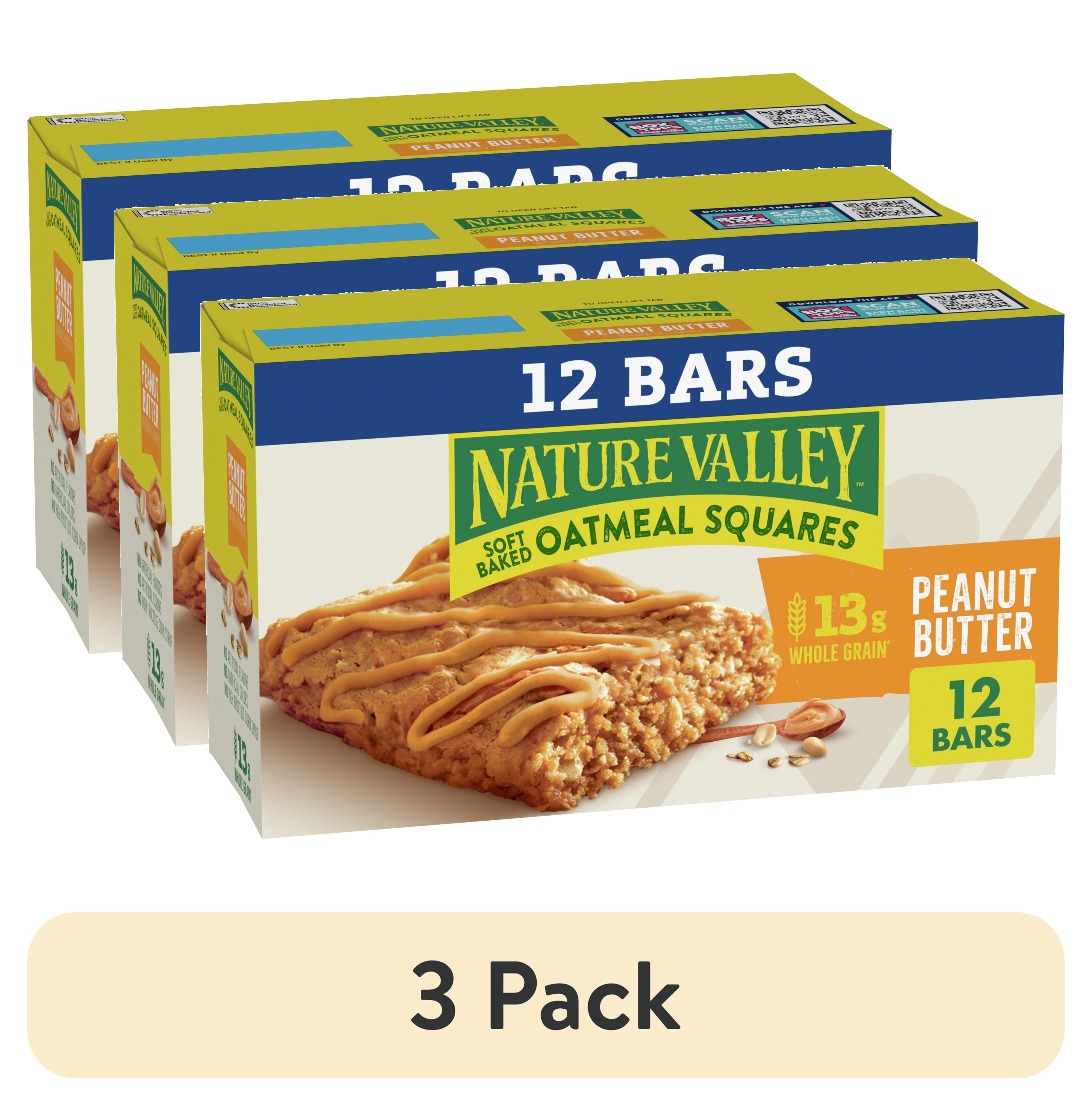 (3 pack) Nature Valley SoftBaked Oatmeal Squares, Peanut Butter