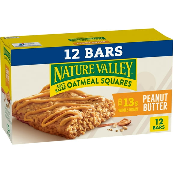 Nature Valley Soft Baked Oatmeal Squares, Peanut Butter, 12 Bars, 14.88 oz