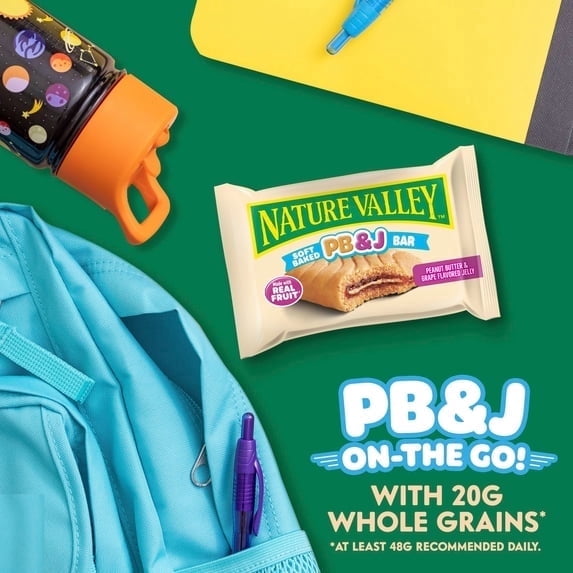 Nature Valley Soft Baked PB and J Bars, Peanut Butter and Grape Jelly, 5 Bars, 9.75 oz(2pack)
