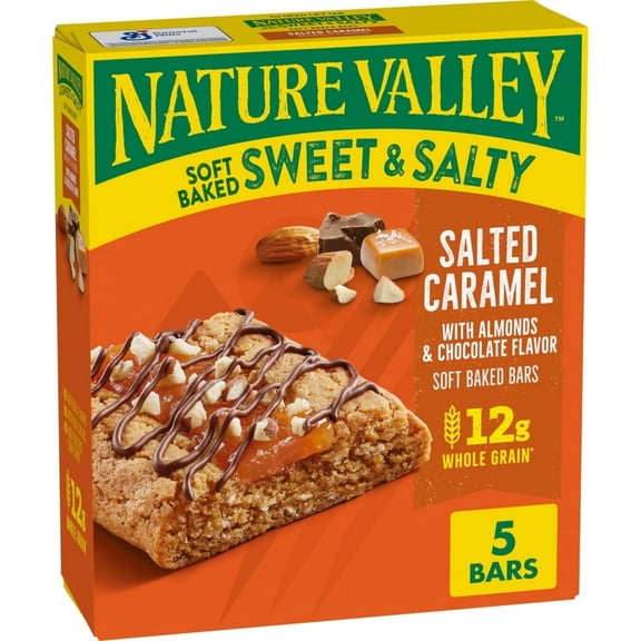 Nature Valley Soft Baked Sweet and Salty Bars, Salted Caramel, Whole Grain, 5 Bars, 6.2 oz (2pack)