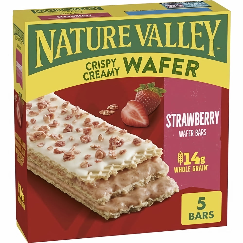 Nature Valley Strawberry Crispy Creamy Wafer Bars 5 Bars 6.5 oz Box (Pack of 20)