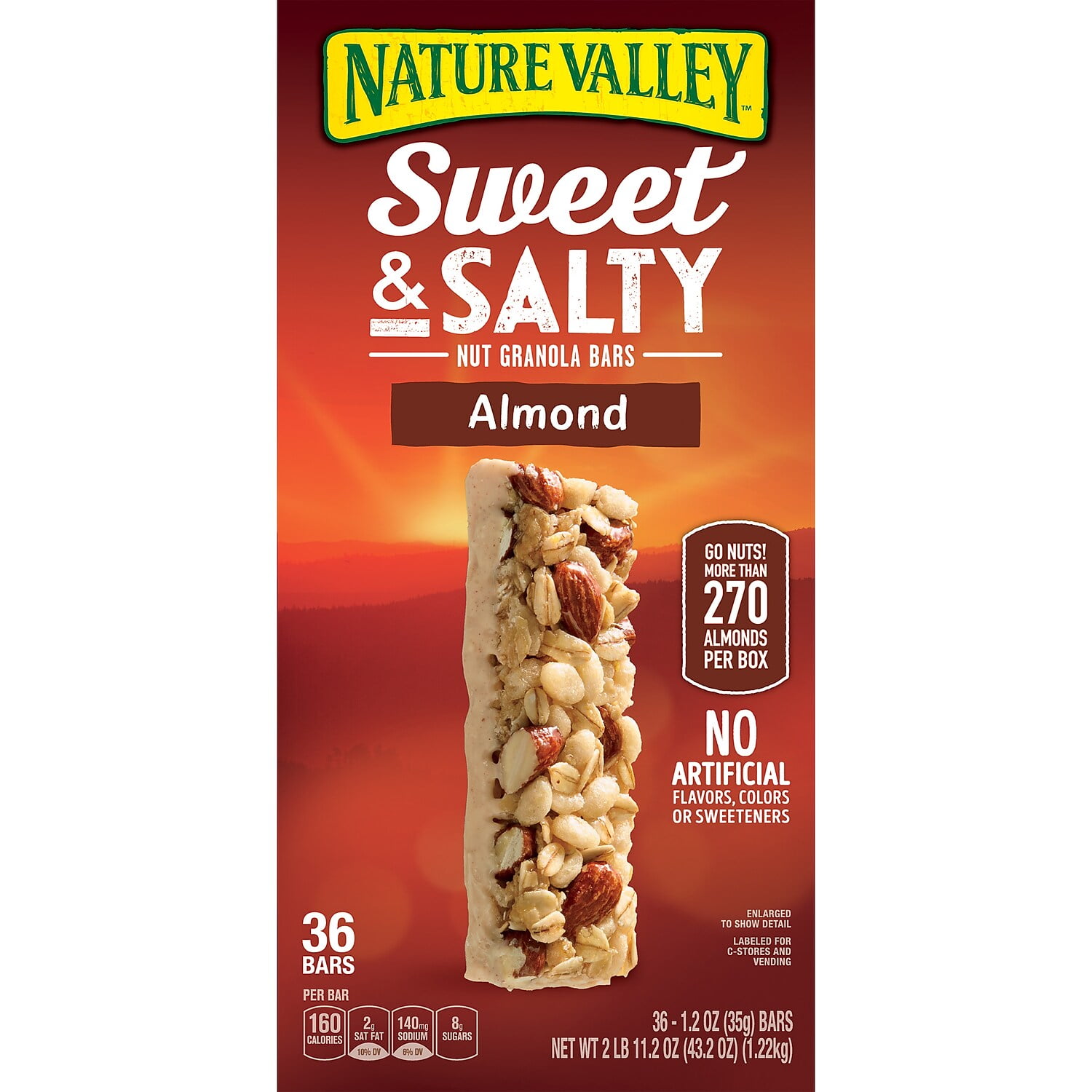 Granola Bars, Sweet and Salty Almond, 1.2 oz Pouch, 36/Box Granola Bars, Sweet and Salty Almond, 1.2 oz Pouch, 36/Box