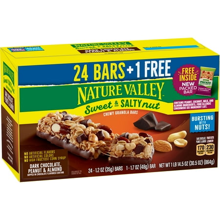 Nature Valley Sweet & Salty Chocolate Peanut & Almond, 24 ct + Free Packed Bar
