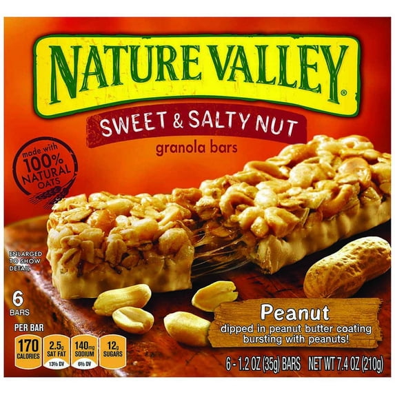 Nature Valley Sweet & Salty Nut Chewy Granola Bars, Peanut, 6 Ct, 7.4 Oz (Pack of 10)