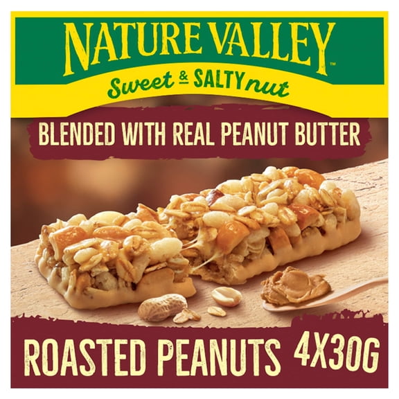Nature Valley Sweet & Salty Nut Roasted Peanuts Bars 4 x 30g (120g), Imported from Britain