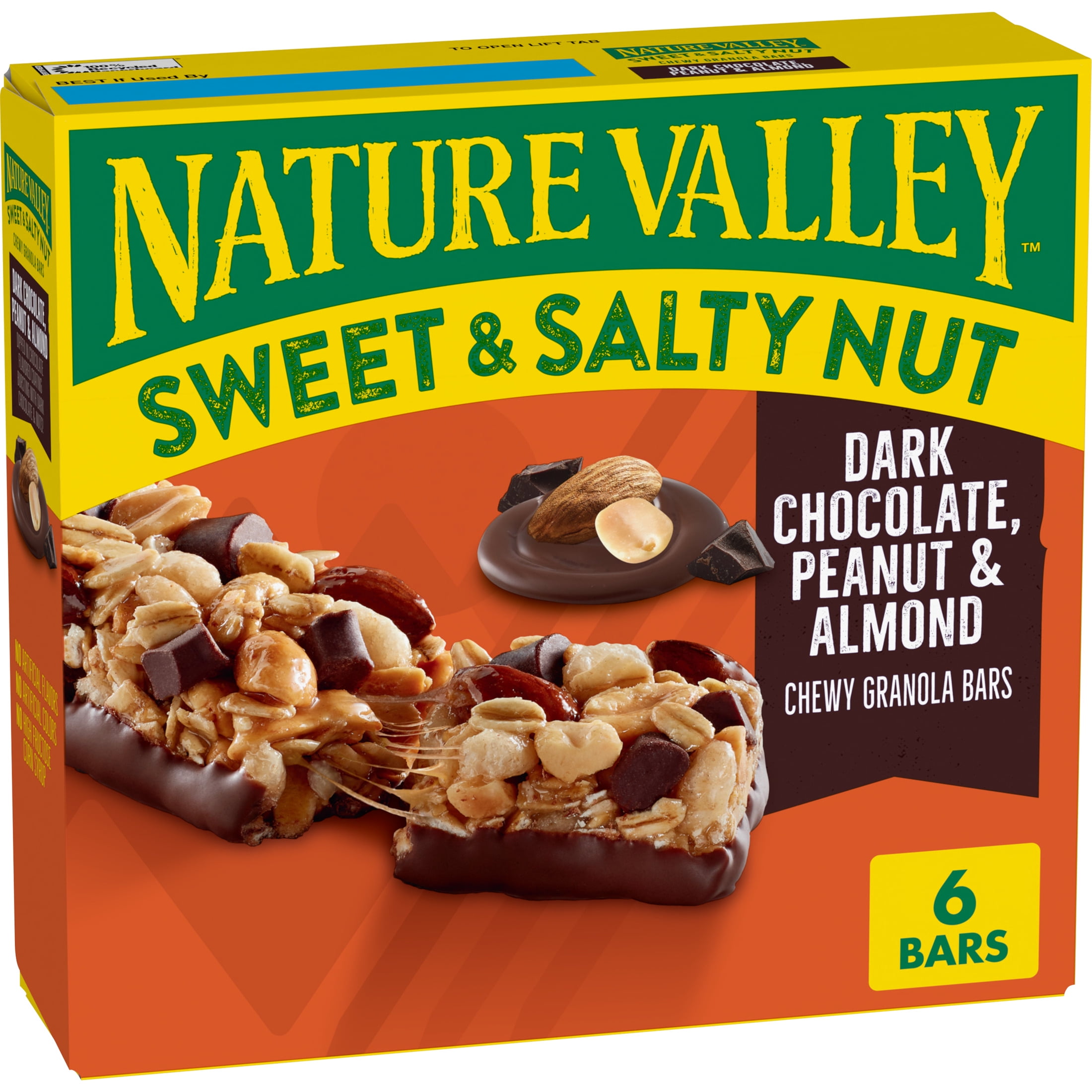 Nature Valley Sweet and Salty Nut Bars, Dark Chocolate Peanut Almond, 6 Bars, 7.2 oz